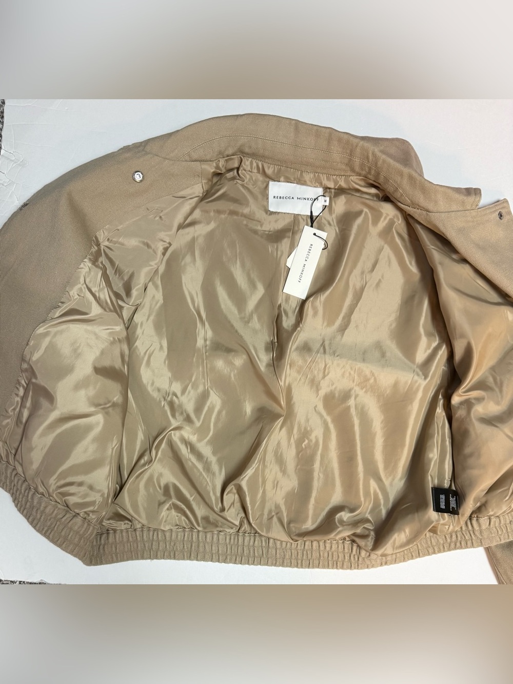 NWT Rebecca Minkoff collard snap cotton Beige Utility Jacket M - Picture 12 of 16